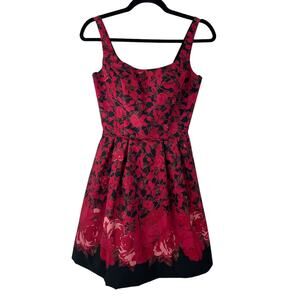 Sherri Hill Red and Black Floral Dress